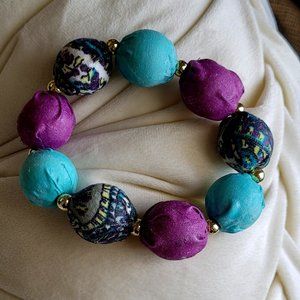 Malaga Bead Bracelet in Purple/Navy